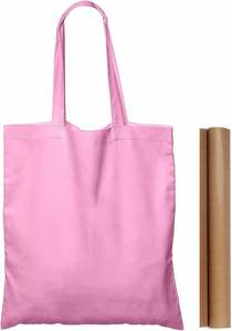 Sacs fourre-tout promotionnels en toile 100 % coton rose pour légumes, personnalisables avec logo, vente en gros OEM - Product Image 3