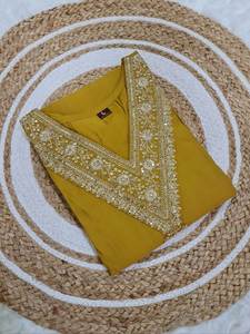 ชุดเดรสผ้าไหมลายดอกดูปองตาชุดเดรสแบบอินเดียชุดกระโปรงผ้าไหมสีเหลืองสง่างามสำหรับผู้หญิง - Product Image 6