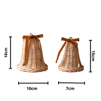 Vietnam adorable rotin cloche arbre suspendu ornement pour décor de noël boîte-cadeau tissé rotin cloche Style rustique décoration de fête