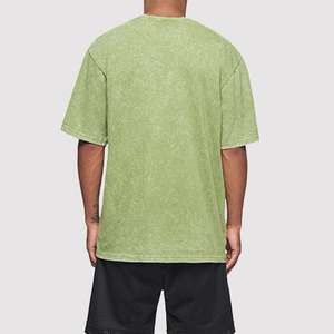 Camiseta de algodón 100% de gran tamaño con lavado ácido Vintage para hombre, camisetas holgadas de peso pesado al por mayor - Product Image 2