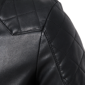 VESTE D'HIVER EN CUIR PU HAUTE QUALITÉ IMPERMÉABLE RESPIRANT LONGUEUR RÉGULIÈRE NOIR ZIPPER CASUAL HOMME VESTE COUPE SLIM - Product Image 5