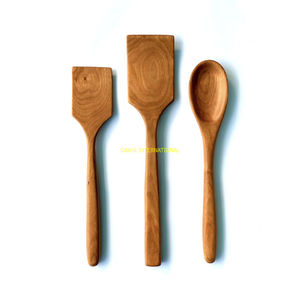Handmade Wooden Spoon Set 4 Piece With Inlay Design Handles Natural Wood Utensils For Serving Dining <b>Kitchen</b> <b>Decor</b> Eco Friendly - Product Image 2