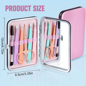 Meilleures ventes : Ensemble de pinces de précision luxueuses 7 en 1 pour femmes avec étui de voyage, ciseaux en acier inoxydable, miroir dans une boîte - Product Image 6