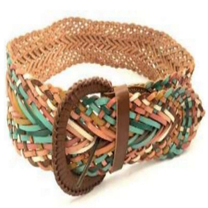 Premium Multicolor <b>Braided</b> Leather Waist Strap Belt Adjustable Woven Sports Outdoor Casual Fashion <b>Accessory</b> with Oval Buckle - Product Image 1
