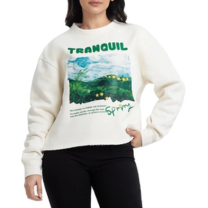 เสื้อสเวตเตอร์ผ้าฝ้ายโอเวอร์ไซส์สำหรับผู้หญิงเสื้อสวมหัวแบบลำลองผู้จัดจำหน่ายแฟชั่นมีสไตล์ผู้ผลิตเสื้อผ้าขายส่ง - Product Image 1