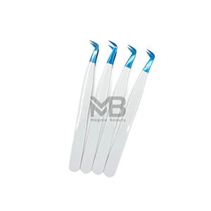 65 Degree Volume <b>Light</b> Gray Color Coated Plain Grip Eyelash Extension Tweezers Japanese Stainless Steel Blue <b>Plasma</b> Tips - Product Image 6