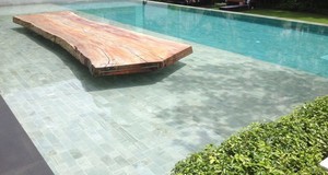 Carreaux de piscine en pierre naturelle solide Ocean Wave pour usage extérieur en hôtel (qualité export) - Pierre verte de Bali - Product Image 2