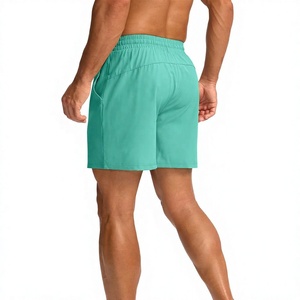 Pantalones Cortos Deportivos para Hombre, de Secado Rápido, Color Verde Sólido, Cintura Elástica con Cordón, Bolsillos, Corte Regular, para Verano - Product Image 6