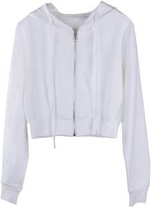 Prix de gros – Nouveauté : Sweat à capuche court pour femme, personnalisable par sublimation, 100 % coton molletonné, matière douce, style urbain tendance - Product Image 3