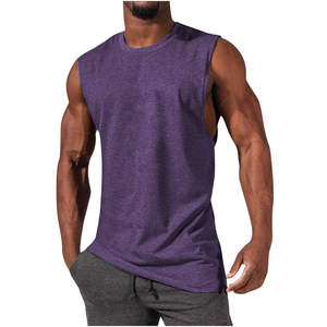 Premium Casual Ribbed <b>Crop</b> <b>Men</b> Tank <b>Top</b> Summer Quick Dry Breathable Spandex/Polyester Solid OEM Custom Gym Fitness Singlet High - Product Image 6
