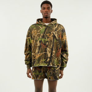 Sweat à capuche imprimé numérique 3D pour hommes et femmes 100% coton Camouflage Jungle Maple Leaf Branch Pattern Streetwear Jungle - Product Image 4