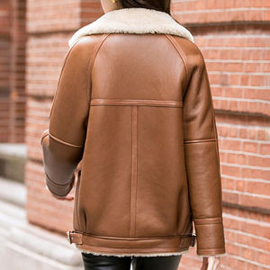 Latest Women's Sheep <b>Skin</b> Winter Overcoat Thick Warm Breathable Zipper Closure Solid Pattern Polyester Lining OEM Custom Service - Product Image 6
