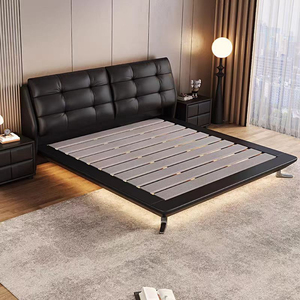 <span class=keywords><strong>Letto</strong></span> matrimoniale moderno di lusso con telaio in legno massello, rivestimento in pelle smerigliata e completamente imbottito - Product Image 2