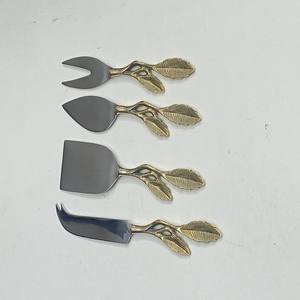 Vente en gros d'usine bon marché ensemble de trancheuses à fromage avec poignée en bout à feuilles d'or lame argentée pour restaurant maison hôtel usage - Product Image 6