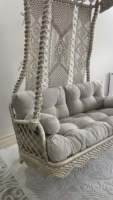 Hamac suspendu en coton avec cordon en macramé Double balançoire Style Boho tissé à la main suspendu extérieur intérieur adulte Double balançoire chaise