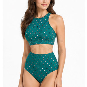 Nouvel ensemble bikini deux pièces pour femme, maillot de bain tendance à coupe haute, tissu extensible, idéal pour la plage, les vacances et la piscine - Product Image 5