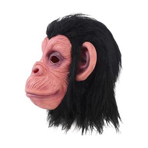 Maschera di scimpanzé in lattice completamente aderente con capelli neri-maschera di Gorilla in lattice di scimmia orango
