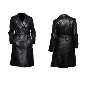 Abrigo de Cuero para Mujer para Uso en Exteriores, Estilo Moderno, Color Sólido, Transpirable, Superventas, Personalizado OEM, Abrigo de Cuero Largo - Product Image 2