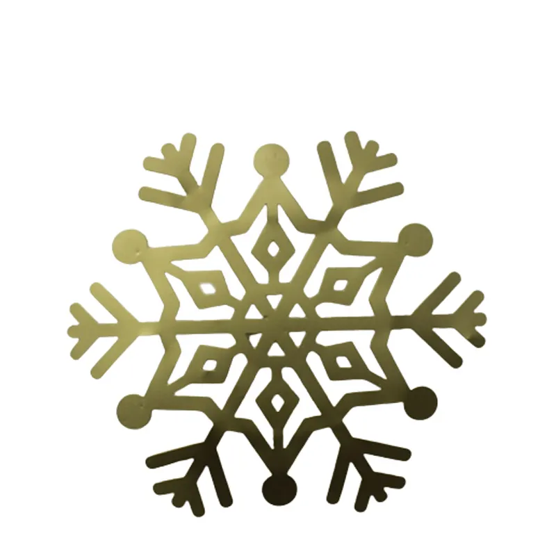 เกล็ดหิมะเหล็กประดับผนังเกล็ดหิมะสีทองทองเหลืองเกล็ดหิมะสำหรับตกแต่งผนังและคริสต์มาส