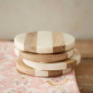 Posavasos de Madera y Mármol de Primera Calidad, Duradero, 400 mm de Diámetro, Personalizable, Diseño Moderno y Lujoso para Fiestas, Cenas y Entretenimiento en el Hogar - Product Image 6