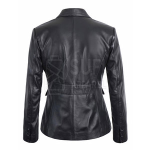 Veste d'hiver en cuir véritable pour femme, design personnalisé, couleur unie, coupe-vent, écologique, streetwear - Product Image 2