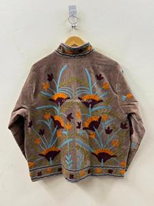 Poncho Bohème en Coton Brodé à Col Mandarin, Manches Longues, Motif Floral, Vêtement d'Automne pour Femme - Product Image 2