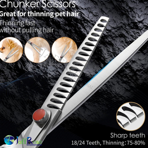 Tijeras profesionales de adelgazamiento para perros, cuidado de mascotas, 8 pulgadas de largo, tasa de adelgazamiento, 24 dientes - Product Image 4