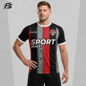 Maillot de football personnalisé à motif géométrique abstrait, inserts en maille polyester respirante, coupe adulte, tenue de club, nom et numéro personnalisés - Product Image 1