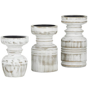 Bougeoir en bois d'acacia de haute qualité avec finition rustique blanche au design de luxe pour la décoration de la maison comprend des matériaux en métal de verre - Product Image 6