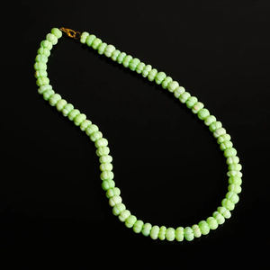 Nouveauté pierre d'opale verte sculptée à la main collier de perles de cristal en vrac fermoir en argent perle de pierre précieuse opale collier sculpté en forme de melon - Product Image 5