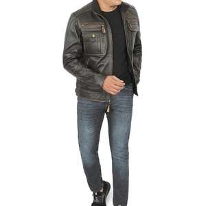 Veste en cuir pour homme de haute qualité fabriquée au Pakistan, style lettreman, en cuir véritable - Product Image 5