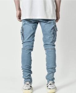 Vente en gros de pantalons jeans pour hommes de qualité supérieure, nouveaux pantalons amples droits délavés baggy à la mode, tissage tricoté en denim personnalisé - Product Image 3