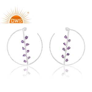 Pendiente colgante de piedras preciosas de amatista Natural de plata de ley de diseño caliente, joyería de diseño personalizado para mujer, regalo para ella - Product Image 1