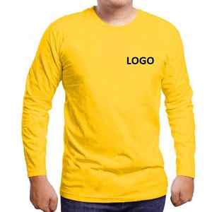 Camiseta de Manga Larga para Hombre 2025, Corte Regular, 100% Algodón, Transpirable, Informal, con Estampado Digital, Amarillo, Otoño, Alta Calidad, Invierno - Product Image 2