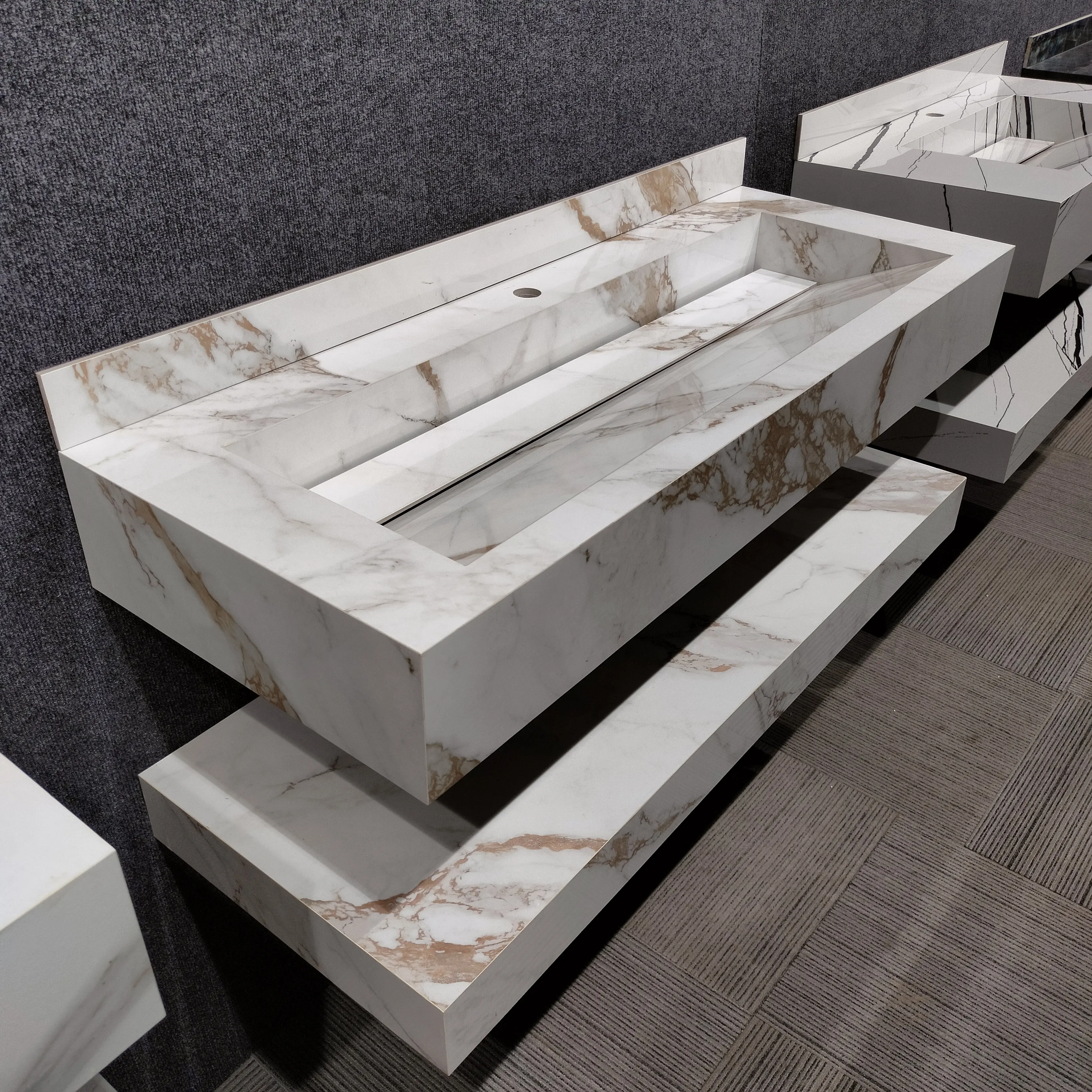 porcelain gvt basins long through sink bathroom sinks with two faucets bathroom