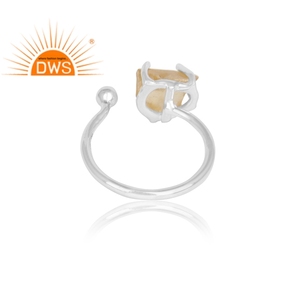 Best Selling <b>Fine</b> Sterling Silver Natural Citrine Gemstone Adjustable <b>Ring</b> Custom Jewelry Manufacturer - Product Image 4