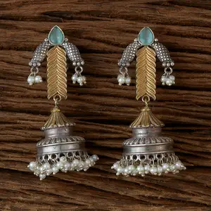 购买漂亮的设计师氧化德国银Jhumky风格珍珠耳环，带双色电镀