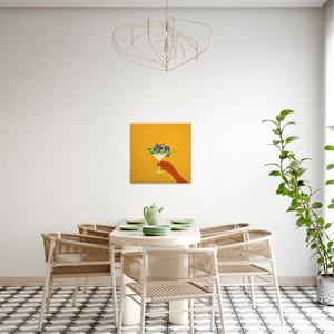 Made In Germany - Home Decor <span class=keywords><strong>Canvas</strong></span> Picture Flower Glasses Cocina compartida-Mural de pared en amarillo y blanco-Camilla <span class=keywords><strong>Frame</strong></span> Art - Product Image 3