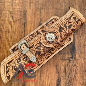 Western Floral Hand Tooled <b>Leather</b> Knife Sheath Holster with <b>Belt</b> Loop Carved Cowhide Genuine <b>Leather</b> Folding Knife Cover <b>Pouch</b> - Product Image 1