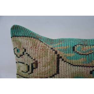 Beige 16x48 Inch Wool Kantha <b>Pillow</b> Vintage Pattern Paisley Patchwork Woven Technique - Product Image 2