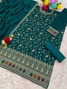 ผ้าไหม vichitra หนักด้วยด้ายหลาย Jari และ3บวก5มม. ลำดับปักเย็บสำหรับงานปาร์ตี้สวมใส่ชุด - Product Image 5