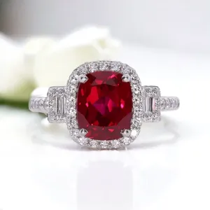 Anillo de compromiso de rubí Hermoso anillo de plata esterlina Regalo para boda Regalo de joyería personalizado para ella - Product Image 1