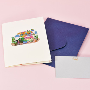 <span class=keywords><strong>3D</strong></span> Pop Up xe với hoa bán buôn thiệp chúc mừng với phong bì và lưu ý - Product Image 4