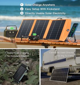 Charge rapide 20W Panneaux solaires portables en plein air Banque d'alimentation solaire double USB Powerbank 10000mah pour l'extérieur/Camping/Randonnée - Product Image 4