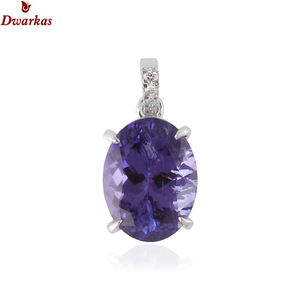 Lujo de alta calidad helado Bling 925 plata esterlina tanzanita piedra preciosa CZ colgante collar mujeres hombres regalo aniversario - Product Image 1