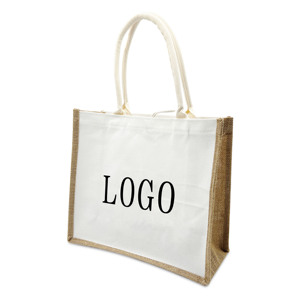 กระเป๋าผ้าลินินแบบพกพาถุงช้อปปิ้งโลโก้ที่กำหนดเองถุงผ้าใบปอกระเจา - Product Image 4