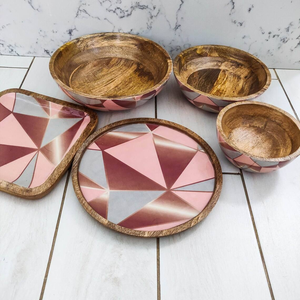 Juego de Tazones Redondos Vintage de Madera Maciza Pulida, Ecológicos y Ligeros para Ensaladas y Servir, Ideales para Catering de Halloween y Cenas Festivas - Product Image 5