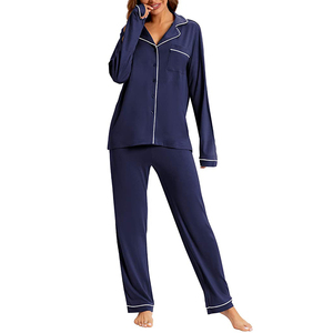 OEM ที่กําหนดเองขายส่งผู้หญิงชุดนอนไม้ไผ่นุ่มคอปกแขนยาวไม้ไผ่ชุดนอนปุ่มลง PJ ชุดสําหรับผู้หญิง - Product Image 6