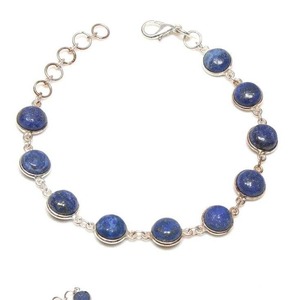 Pulsera de Piedra de Lapislázuli Natural en Plata de Ley 925, Estilo Clásico Unisex, Cadena y Eslabones, para Regalo en Ocasiones Especiales - Product Image 4