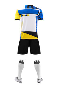 Uniforme de football de couleur jaune et noire, uniforme de football Simple, uni, personnalisé avec votre propre Logo - Product Image 3